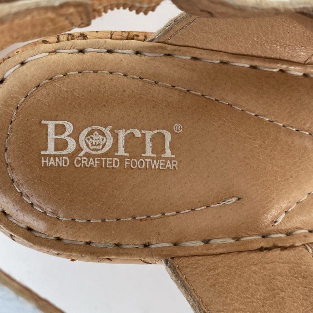 Born White Leather Cork Wedge Sandals - Picture 4 of 16